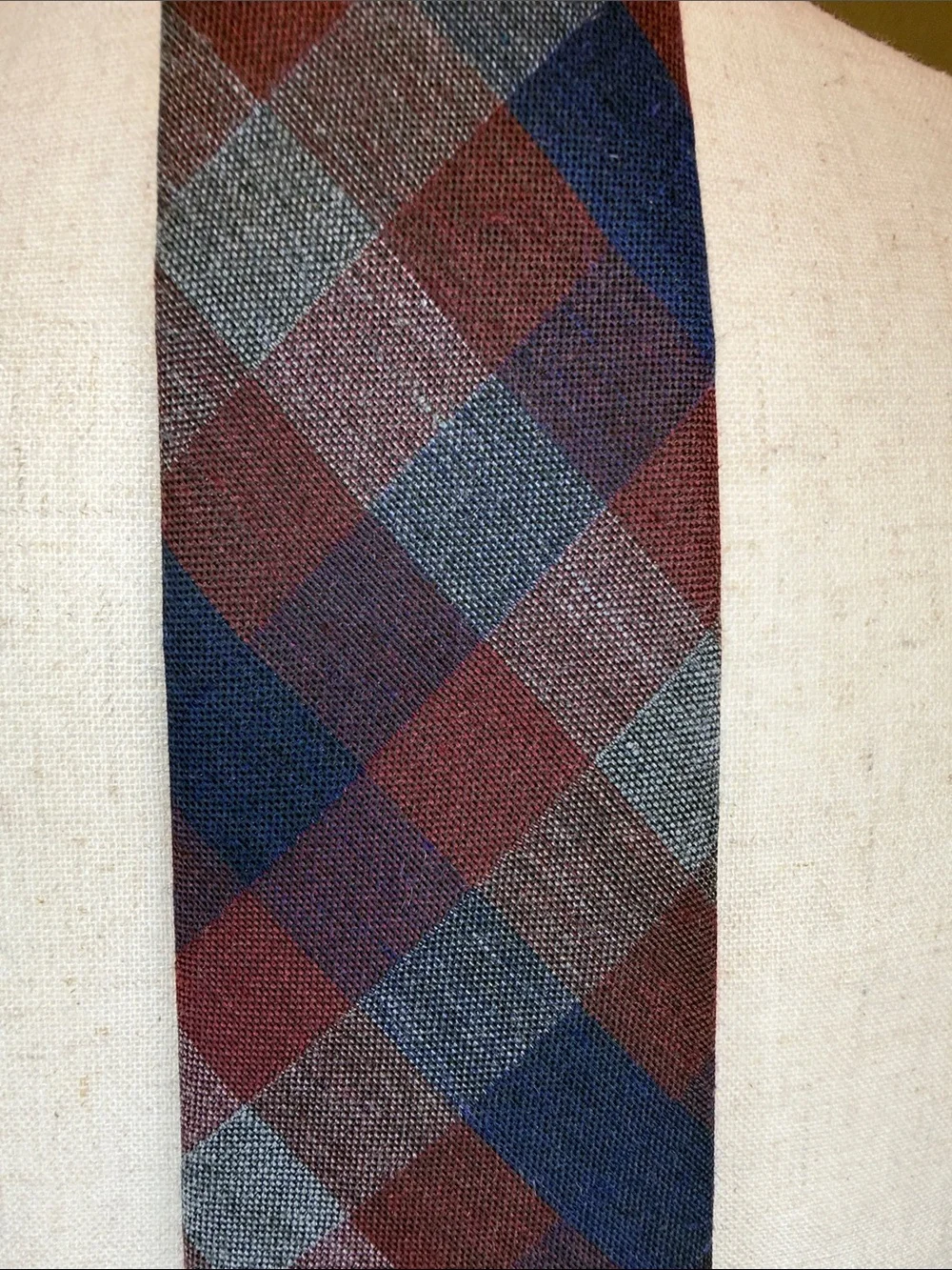 Chaps Tie Burgundy Navy Blue Gray Tartan Plaid Preppy Academic Dapper Menswear